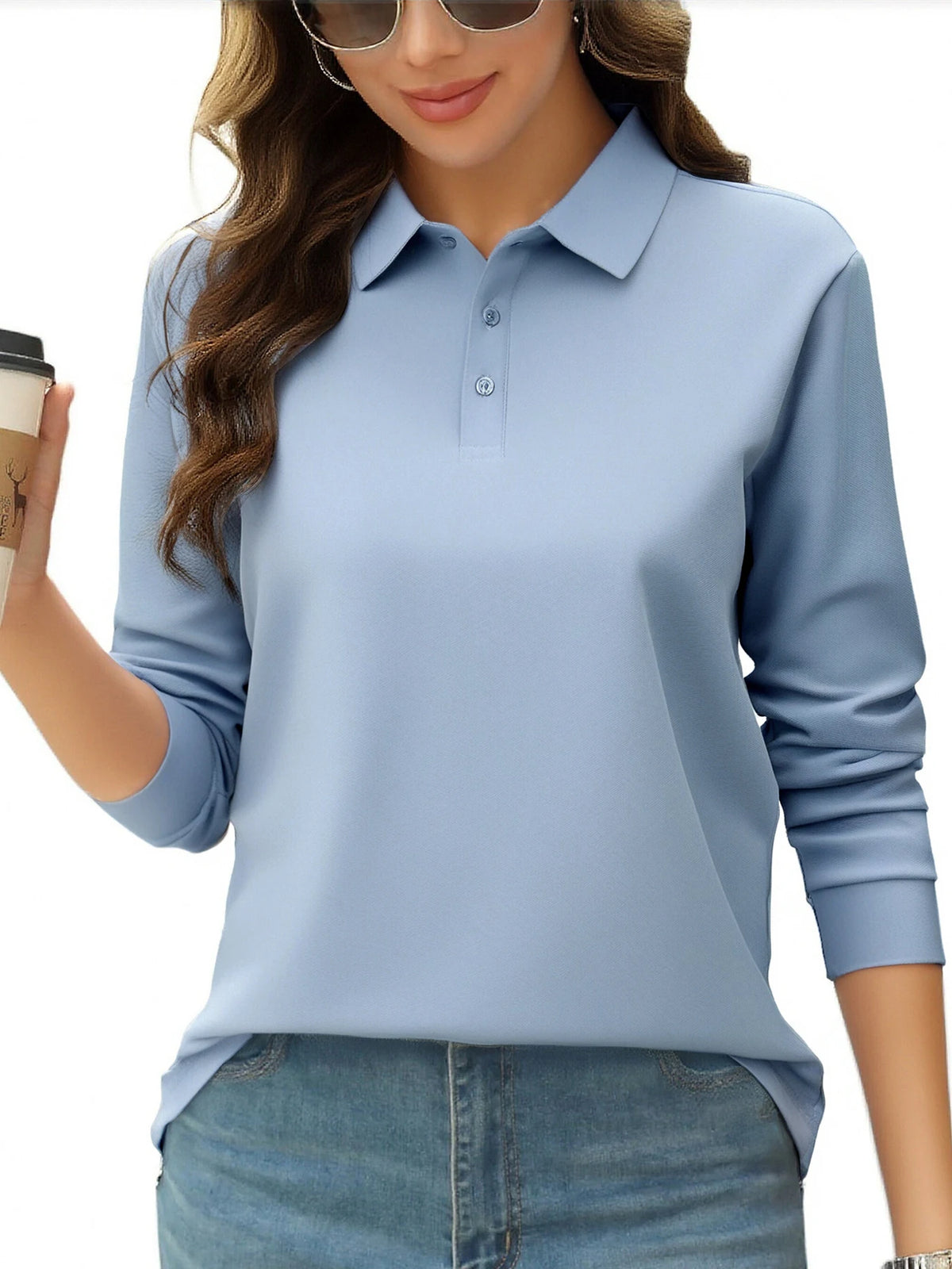 Solid Color Autumn Womens T-Shirt Soft Comfortable Polo Shirt All-Match Lapel Streetwear Unisex Hip Hop Woman Long Sleeve - Matrix-studios.com
