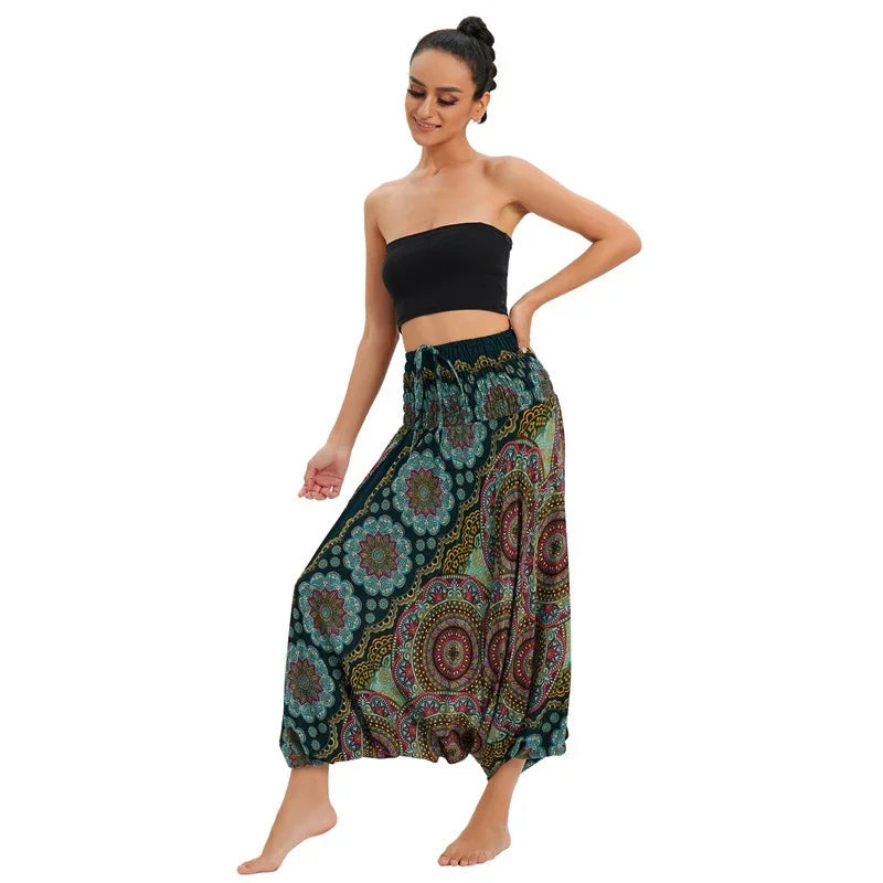 Bohemian Pants Women Pantalones Mujer Hippie High Waist Rayon Harem Baggy Boho Yoga Beach Wear Pour Femme Calca Feminina Printed - Matrix Studios