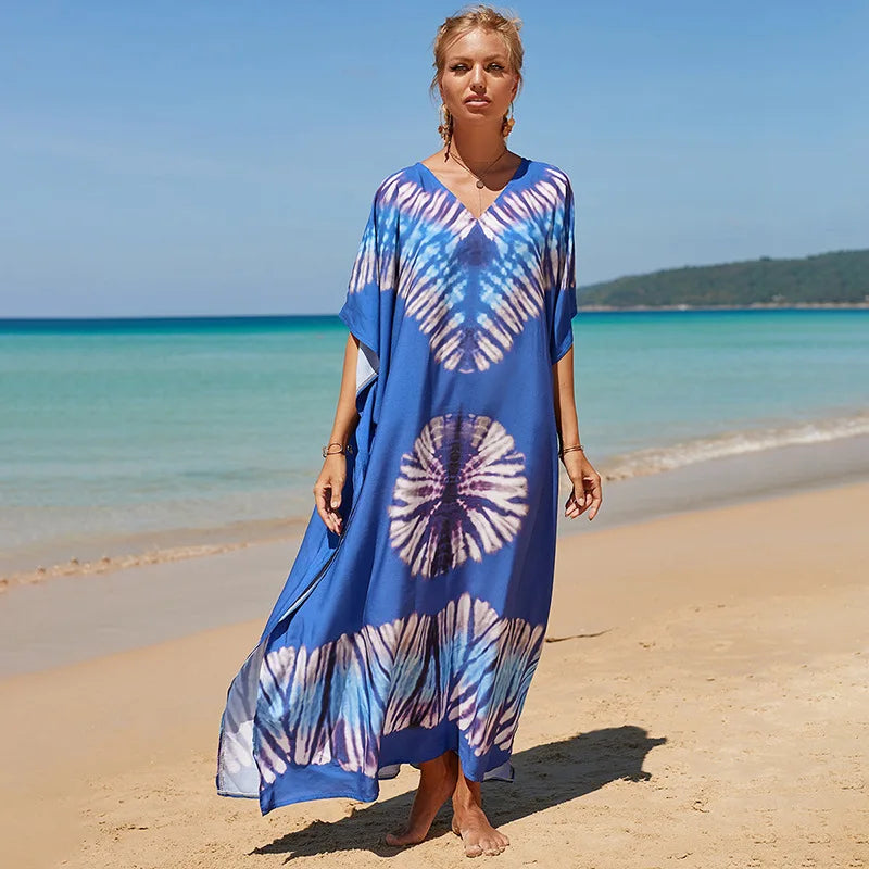 Plus Size Swimsuit Kaftans Beach Cover Ups Colorful Outfits Dress Bathing Suit for Women Vacation Outfits - Matrix Studios