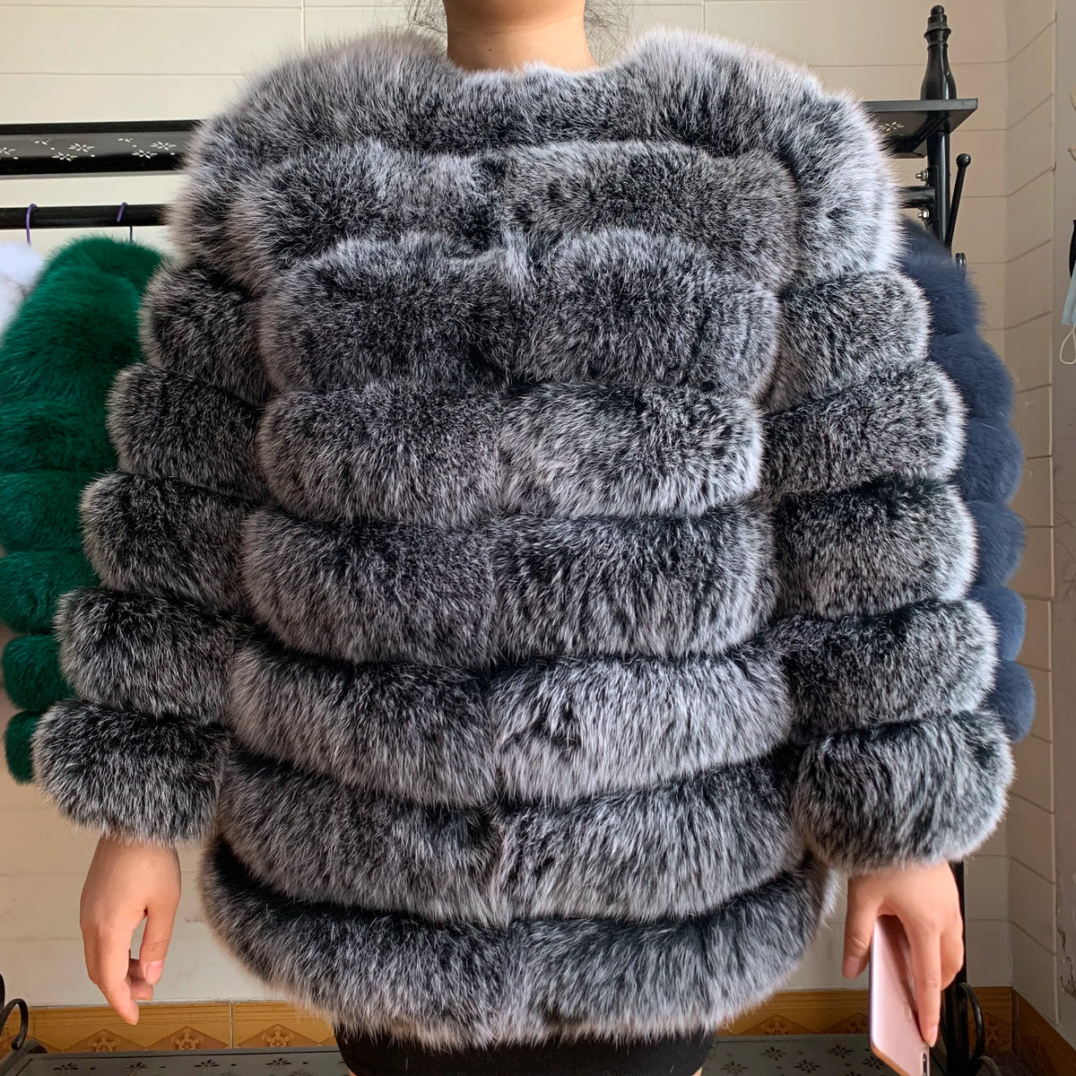 70CM 4in1 New Fast Shipping New Fashion Women Fashion Real Natural Fox Fur Long Coat Jacket for Winter Warm Over Coat - Matrix Studios