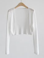 AOSSVIAO 2026 Women Elegant Solid Cardigan Coat Jackets Short Sleeve Korean Thin Knitted Shirt Female Y2K Cropped Top Outwea - Matrix Studios