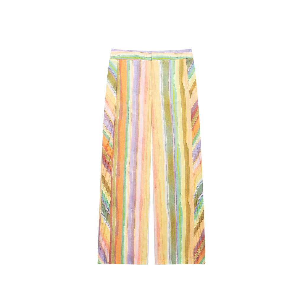 CHARMCHANT Women's Colorful Stripe Two Piece Outfit Halter Backless Tie Top Wide Leg Trousers Holiday Matching Suit Summer 2026 - Matrix-studios.com