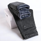 Winter Fleece Thick Warm Jeans Men's Slim Straight Elastic Denim Pants Casual Male Clothing Fashion Plush Trousers - Matrix Studios