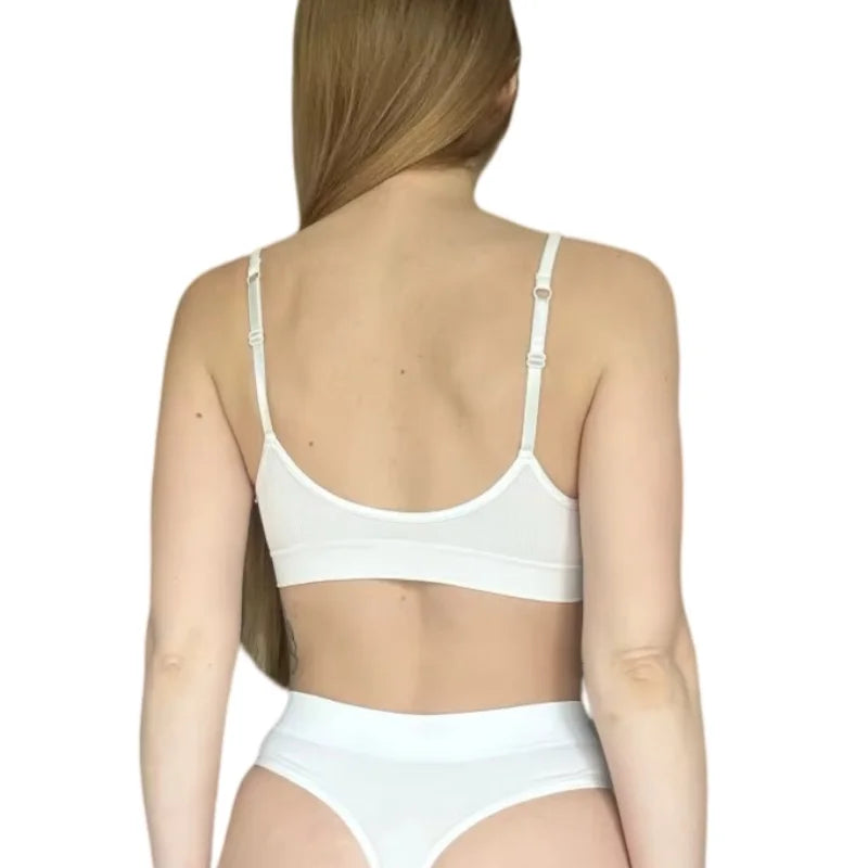 Seamless Tube Top Women's Ribbed V-Neck Wireless Bralette U-Back Daily Wear Bra Sexy Lingerie Adjust Straps Sports Underwear M-L - Matrix Studios