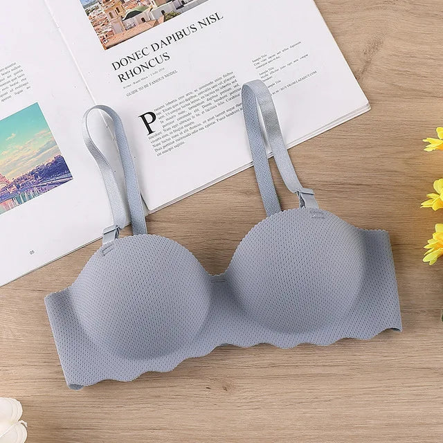 Thin One-piece Seamless Women's Bra Detachable Shoulder Straps Gathered Bralette Comfortable Without Steel Ring Sleep Brassiere - Matrix Studios