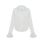 Sexy Slim Flared Sleeve Women's Shirt Solid Lapel Single-breasted Back Bandage Tunic Female Blouses Spring Trend New Lady - Matrix-studios.com