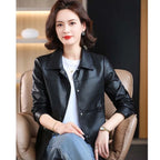 PU Leather Coat Short Female Young Style Autumn Winter New Western-Style Leather Casual Jacket Thicken Versatile Thin Fur Women - Matrix Studios