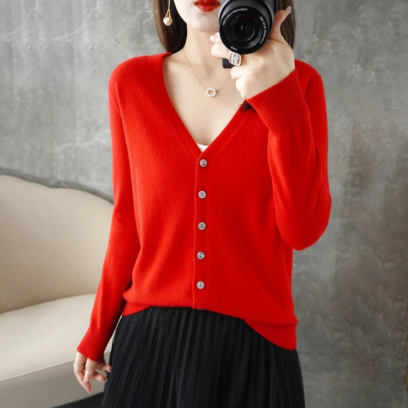 2026 New V-Neck Temperament Small Fragrant Wind Women Loose Sweater Coat Special Offer Cardigan ZHI D035 - Matrix Studios