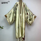 WINYI Summer New Fashion Print Women Cardigan Loose Long Dress Elegant Party Boho Maxi Beach Holiday Cover Up Kimonos Kaftan - Matrix Studios