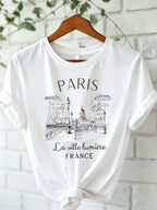 Asian Size 90s T Shirt Paris Women Print T-shirt Girl Short Sleeve Crew Neck Casual Top for Summer Spring Women's Clothing - Matrix-studios.com