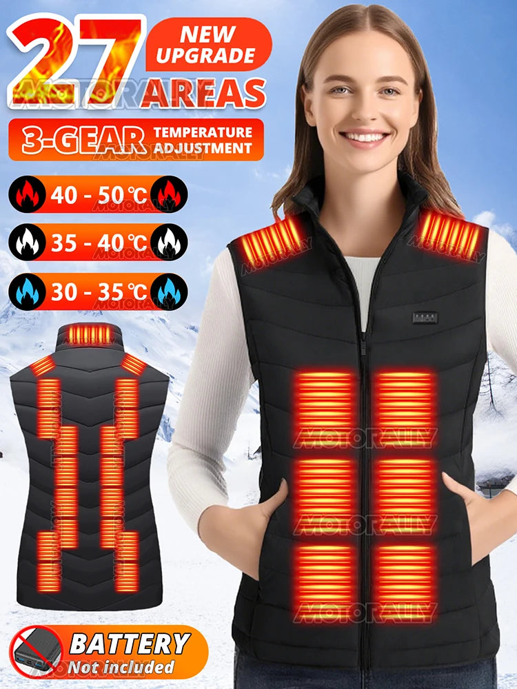 Smart Heated Vest for Women,27/21/2 Zone Warmth, 4 Controls,3 Heat Levels to 50Celsius Max for Winter Commuting/Holiday Presents - Matrix Studios