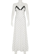 Tossy Lace V-Neck Patchwork Maxi Dress Women Backless High Waist Slim Spaghetti Contrast Party Dress Female Spring Long Dress - Matrix-studios.com