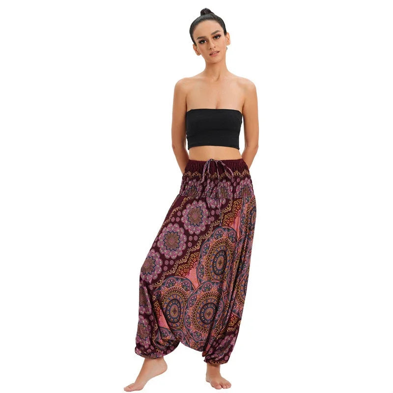 Bohemian Pants Women Pantalones Mujer Hippie High Waist Rayon Harem Baggy Boho Yoga Beach Wear Pour Femme Calca Feminina Printed - Matrix Studios