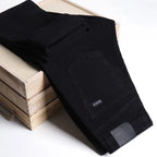 Men's classic high-end fashion versatile jeans, soft and slightly elastic black business denim pants, stylish upper body - Matrix Studios