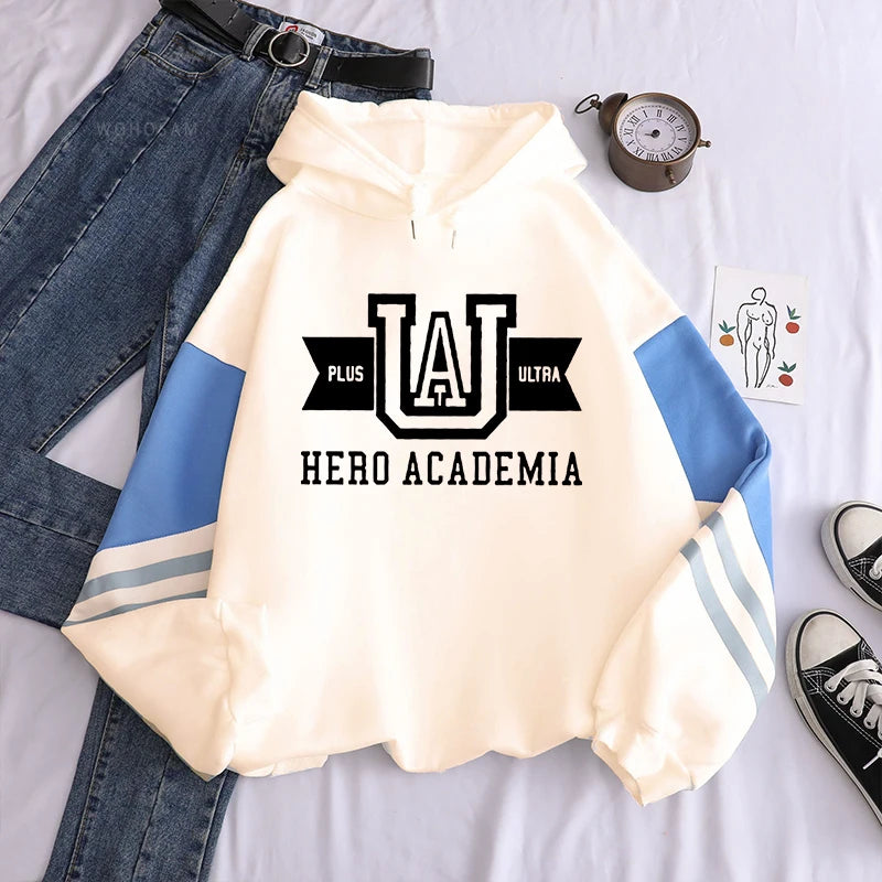 Harajuku Anime Manga UA My Hero Academia Logo Hoodies Sweatshirt Men Long Sleeve Streetwear Women Patchwork Winter Sweatshirts - Matrix Studios