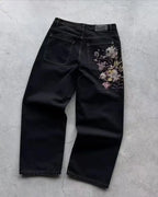 Vintage 2000s Statue of Liberty Jeans High Waisted Baggy Straight Denim Pant Streetwear Jean Hot Stamp Diamond Studded Y2k Pants - Matrix-studios.com