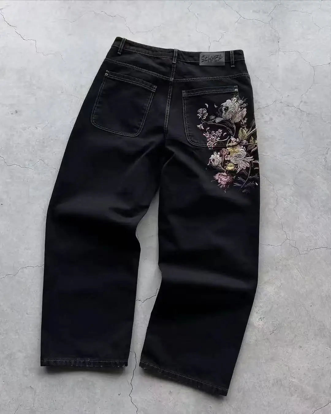 Vintage 2000s Statue of Liberty Jeans High Waisted Baggy Straight Denim Pant Streetwear Jean Hot Stamp Diamond Studded Y2k Pants - Matrix-studios.com