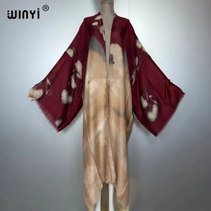 WINYI Fashion Kimono Print Coat Long Sleeve Cardigan Abaya Muslim Woman Cover Up Boho Dress Kaftan Abaya Dubai Luxury Caftan - Matrix-studios.com