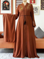 New Women Elegant Dress Chiffon Open Abaya with Zipper Muslim Women Dress Islamic Clothing Cardigan Abaya Women Muslim Dress - Matrix-studios.com