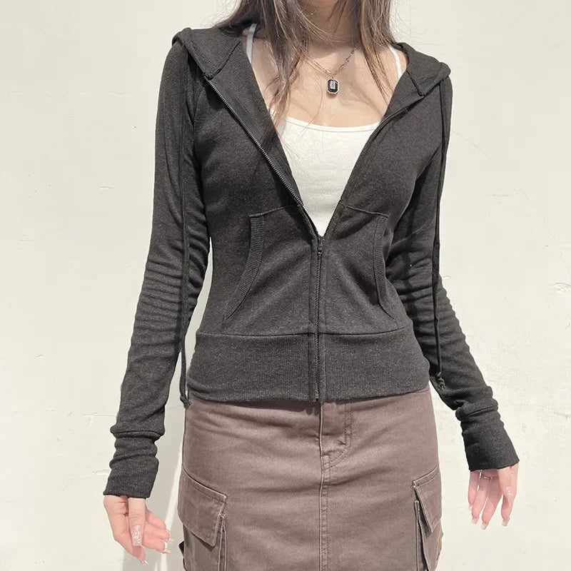 Casual Streetwear Basic Hooded Pockets Sweatshirt Tracksuit Solid Long Sleeve Hoodies Women 2024 Autumn Spring Fashion - Matrix Studios