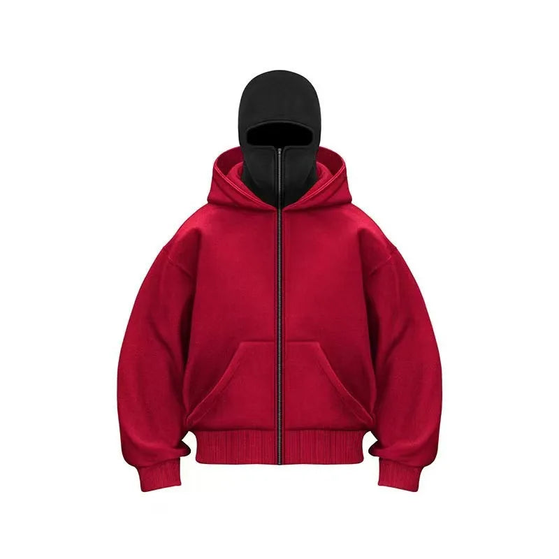 2025 Autumn Men Balaclava Y2K Gothic Harajuku Winter New Item Double Hooded Sweatshirt Men's Hooded Mask Zipper Sportswear Women - Matrix Studios