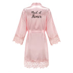 Bridesmaid Robes Rose Gold Bride Robe Wedding Bridesmaid Gift Satin Lace Robe Bridal Dressing Gown Bachelorette Party Pajamas - Matrix-studios.com