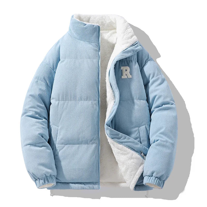 New Winter Men Reversible Corduroy Down Jackets Stand Collar Warm Parkas Fashion Male Casual Thicker Coats Man Slim Jackets 3XL - Matrix Studios
