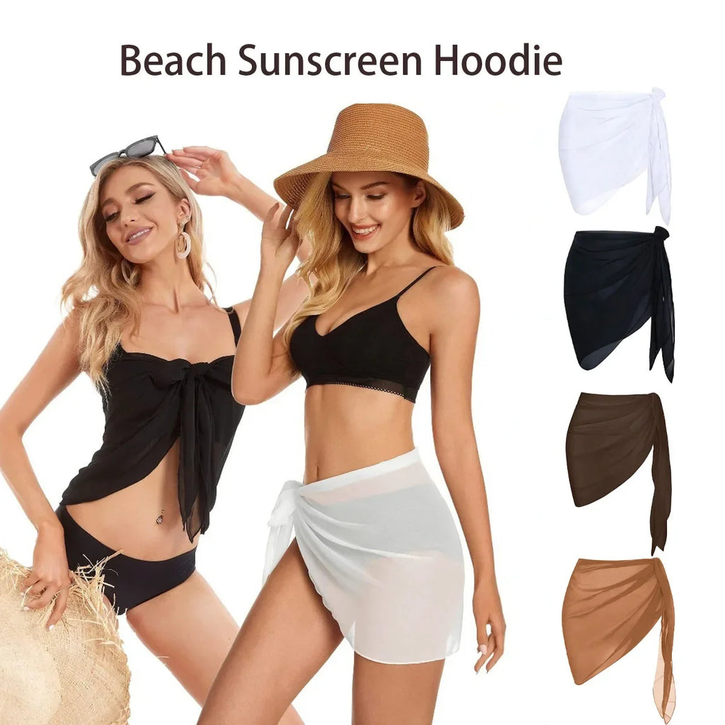 Women Summer Short Sarongs Swimsuit Coverups Beach Bikini Wrap Sheer Short Skirt Chiffon Scarf Cover Ups for Swimwear - Matrix Studios
