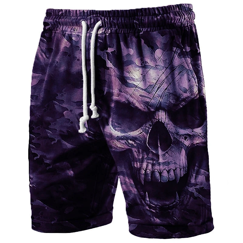 Trend Skull Graphic Beach Shorts For Men Fashion Summer Hip Hop 3D Printed Short Pants Cool Streetwear Breathable Swim Trunks