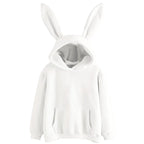 2025 autumn and winter new women's clothing Harajuku Wei hooded rabbit hoodie solid color loose casual women's top women's coat - Matrix Studios