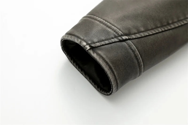 2025New Coal graysty le Women's washed leather jacket with belt, short coat with downgraded zipper and vintage lapel jacket - Matrix Studios