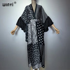 WINYI Summer Kimono Party Dress Beach Wear Swim Suit Cover Up Africa Women Boho Puff(ed) Sleeves Cardigan Sexy Holiday Kaftan - Matrix Studios