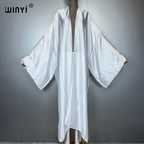 WINYI Kimono Boho Monocolour Kaftans Beach Wear Elegant Купальник Holiday Beach Outfits for Women Cover Ups Comfortable Dress - Matrix Studios