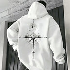 Vintage Compass Print Hoodies for Men High Quality Hooded Long Sleeve Pullover All Season Daily Casual Sports Tops Men's Clothes - Matrix Studios