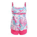 New Plus Size Beach Swimsuit Women Casual Simple Split Fashion Flower Print Swimsuit Full Coverage Bikini Tankini Swimwear - Matrix-studios.com