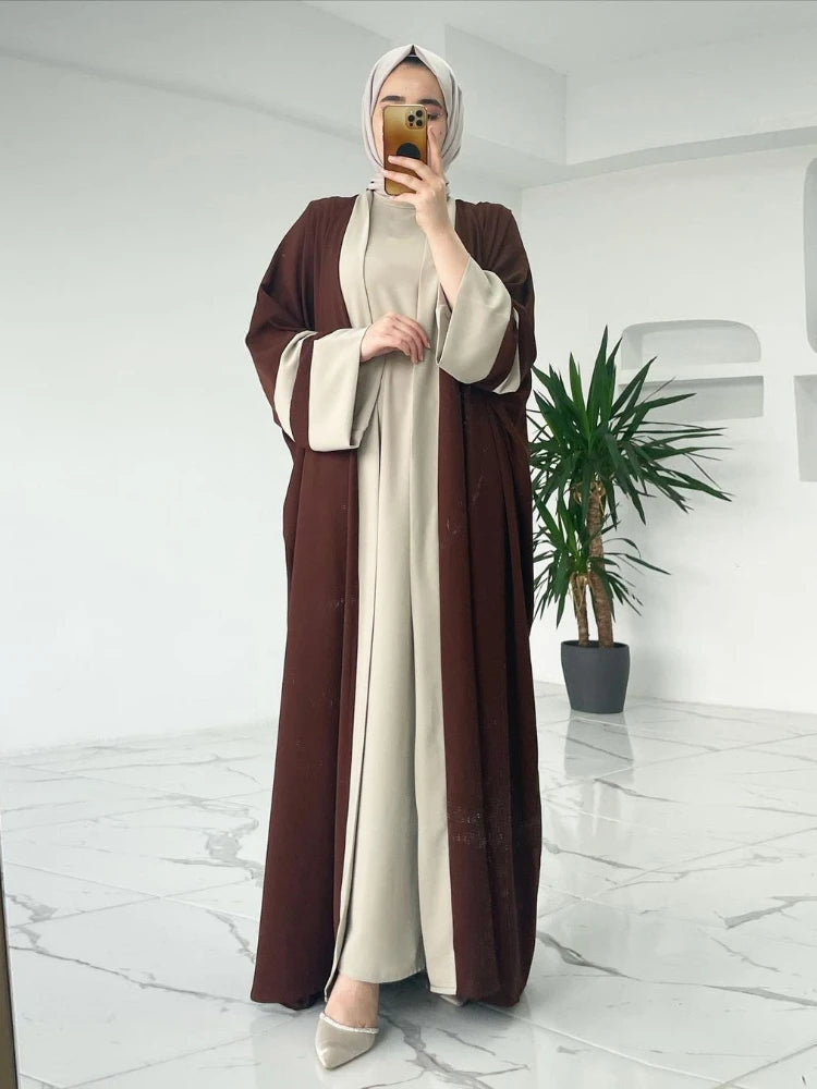 Eid Muslim Dress & Abayas for Women 2 Piece Set Musulman Ensembles Morocco Ramadan Caftan Abaya Kaftan Dubai Arab Long Robe 2024 - Matrix-studios.com