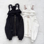 Vintage Kawaii Long Sleeve Loose Coat with Hooded Women Japanese Cute Zipper Sweatshirts Female Casual Y2k Jacket Overcoat Chic - Matrix Studios