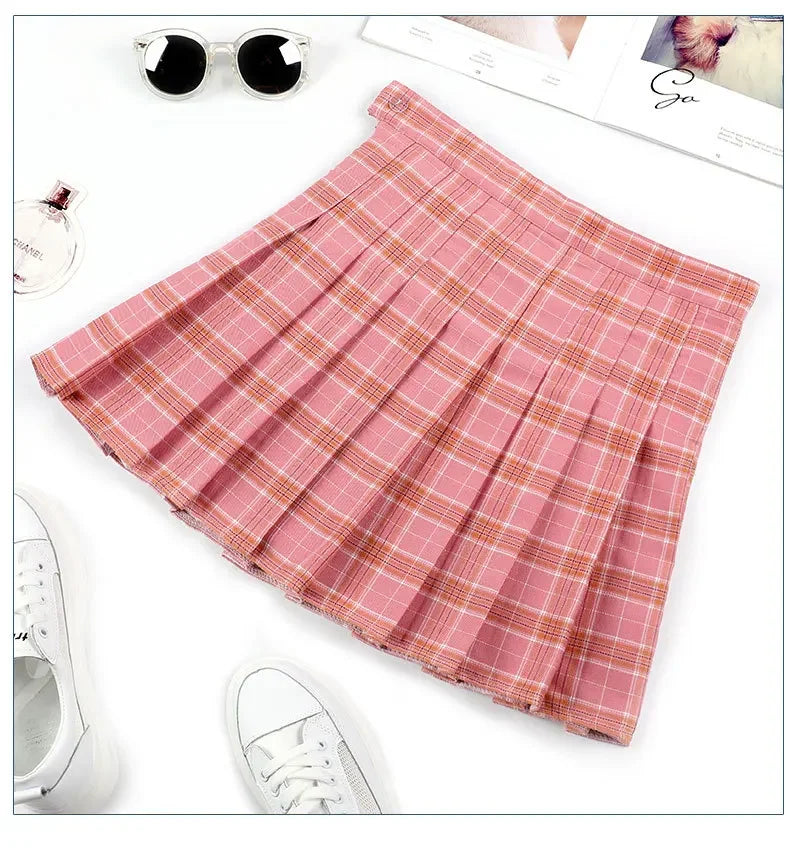 Harajuku 0Women Pleat Skirt 0Preppy Style Plaid 0Mini Cute Japanese School Uniforms Ladies Jupe Kawaii - Matrix-studios.com