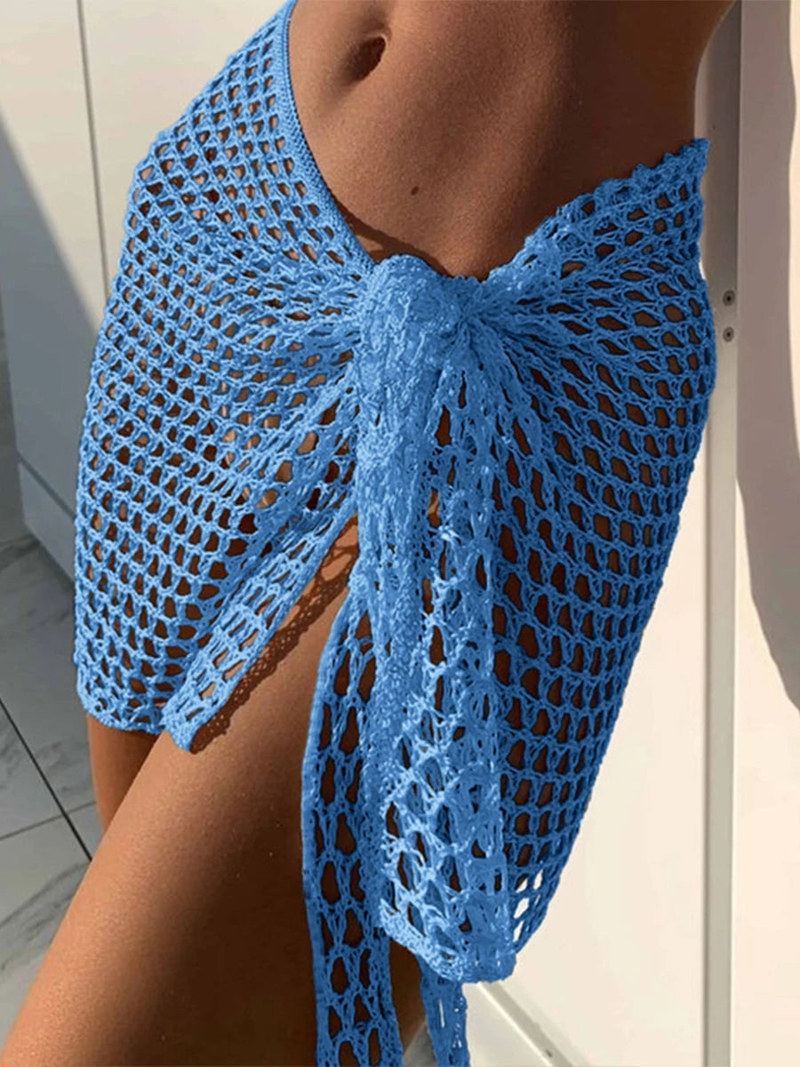 Women Beach Skirt Hollowed Solid Black White Yellow Green Knitted Mini Skirt For Women Summer Vacation Seaside Cover-Up Skirt - Matrix Studios