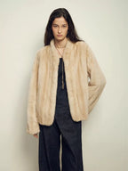 Lautaro Autumn Winter Short Brown Thick Warm Soft Faux Mink Fur Coat Women Stand Collar Elegant Luxury Chic Fluffy Jacket 2025 - Matrix Studios