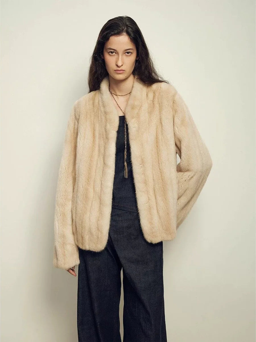 Lautaro Autumn Winter Short Brown Thick Warm Soft Faux Mink Fur Coat Women Stand Collar Elegant Luxury Chic Fluffy Jacket 2025 - Matrix Studios