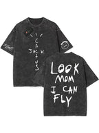 100% Cotton Oversized T Shirt For Men Women HipHop Washed T Shirts cactus jack Short Sleeve Gift Tops look mom i can fly K39