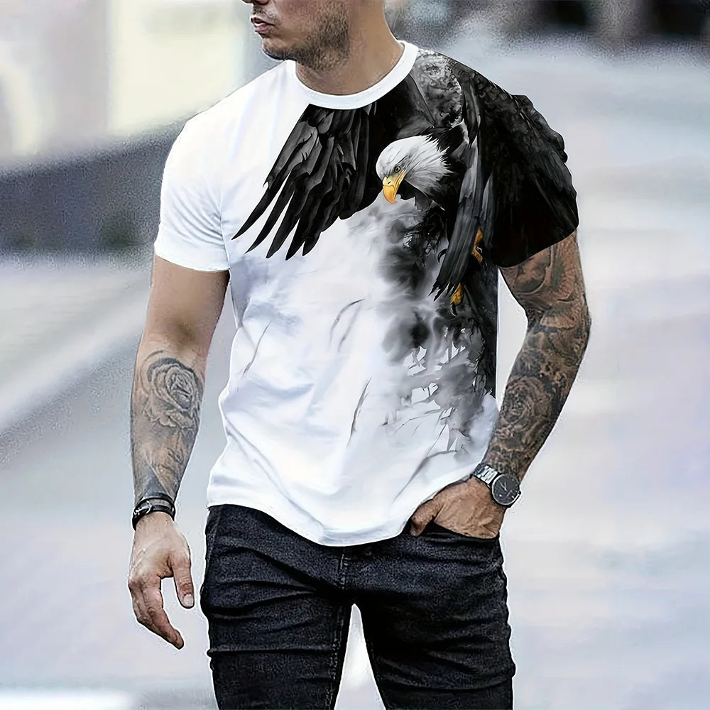 Men's Summer Fashion T-shirt Eagle 3D Printed Short sleeved T-shirt Summer Outdoor Leisure Quick drying Breathable T-shirt - Matrix Studios