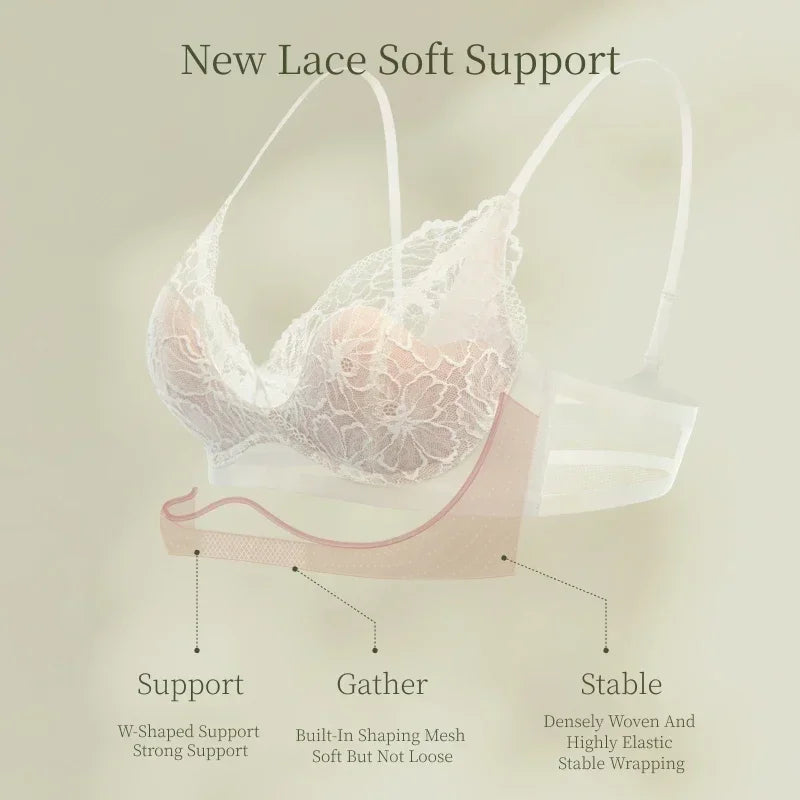 SUJIIN Summer Sexy Bra and Panty Sets for Woman Lace Comfort Thin Bras Set Women's Small Chest Wireless Lingeries Sexy Hot MX325 - Matrix Studios