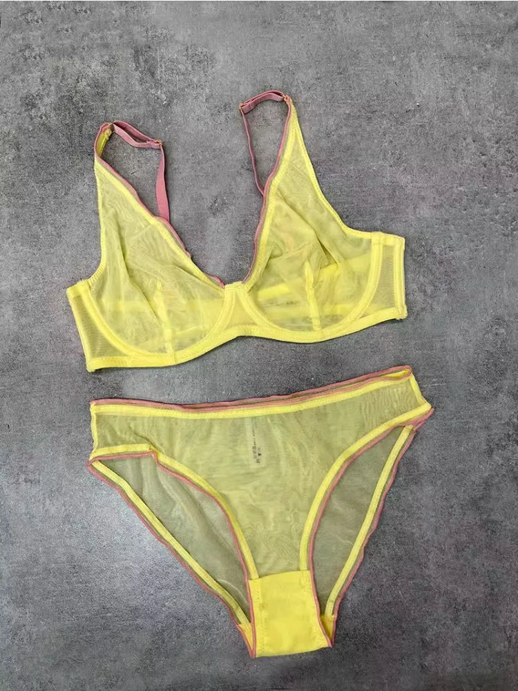 YUQI French Summer Bra - Sexy Euro Color-Block Lingerie | Slim Push-Up Lift & Anti-Sag Support | Anti-Sag Comfort Fit Underwear - Matrix-studios.com