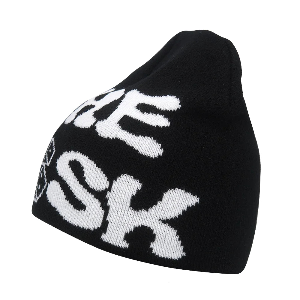 Y2K Letter Knitted Winter Autumn Beanie Cap Men Women Kanye Beanies Gorras Hombre Top Warm Skiing Hat Ear Hats Hip Hop Skullcap - Matrix-studios.com