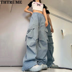 Retro Vintage High Street Baggy Pants Fashion Women Oversized Drawstring Pocket New Pant Casual Streetwear Loose Jogger Trousers - Matrix-studios.com