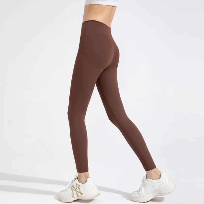Fitness Pants Elastic Tight Fitting Seamless Naked Yoga High Waist Hip Lifting Quick Dry Running Sports Leggings Outdoor Wear - Matrix-studios.com