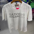 American Style Street Fashion Brand Satoshi Nakamoto Tops New Summer Men's Women's Glittering Rhinestones Short Sleeved - Matrix-studios.com