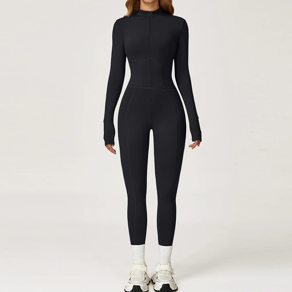 Winter Sport Jumpsuits Women Warm Gym Overalls Fleece Fitness Bodysuits Workout One Piece Clothing LongSleeve Yoga Jumpsuits - Matrix Studios
